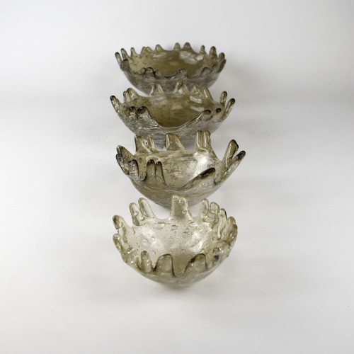 Set Of Four Brown Glass Splash Bowls