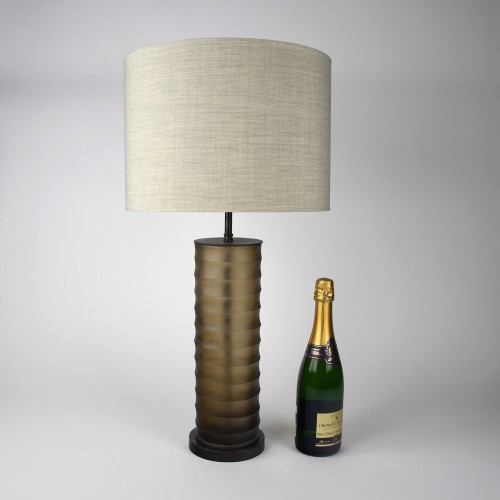 Pair of Medium 'Rolo' Brown Glass Table Lamps on Brown Bronze Bases