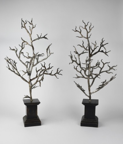 Pair of Large Silver Tree Stands on Bases