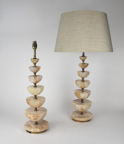 Pair of Onyx Table Lamps on Antique Brass Bases