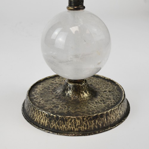 Pair of Small Rock Crystal Table Lamps on Antique Brass Bases