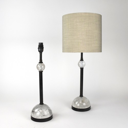 Pair of Small Rock Crystal Table Lamps on Brown Bronze Bases