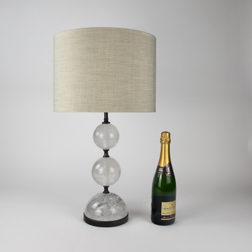 Pair of Medium Rock Crystal Table Lamps on Brown Bronze Bases