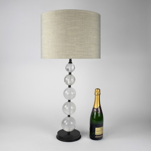 Pair of Medium Rock Crystal Table Lamps on Brown Bronze Bases