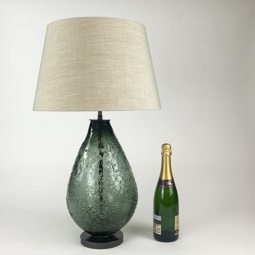 Pair of Green 'Molten' Glass Lamps on Brown Bronze Bases