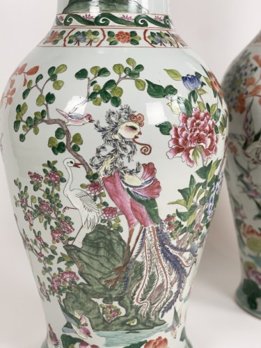 Pair Of Massive Chinese Mid 20 Century Ceramic Vases