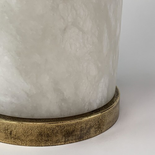 Pair Of Alabaster Lamps On Antique Brass Bases