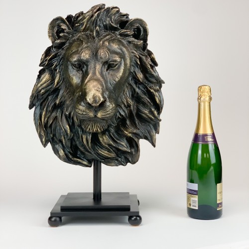 Antique Bronze Lion Head On wrought iron Brown Base