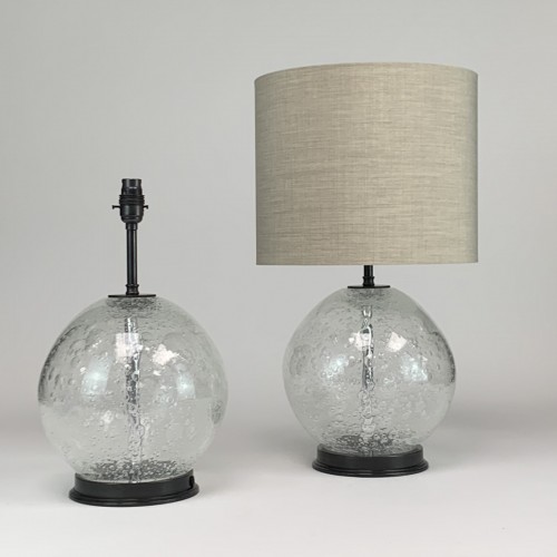 Clear Glass Bubble Ball Lamps On Brown Bronze Bases (small)