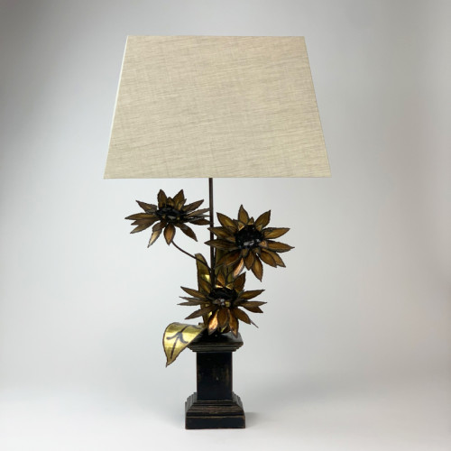 Single Medium french 1960/1970 Brass And Iron Sunflower lamp