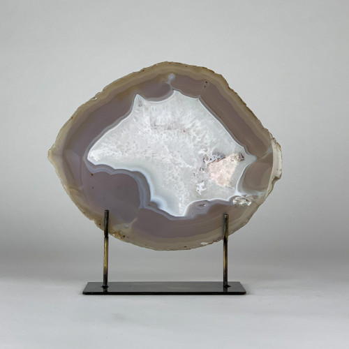 Large Grey Agate on Antique Brass Stand