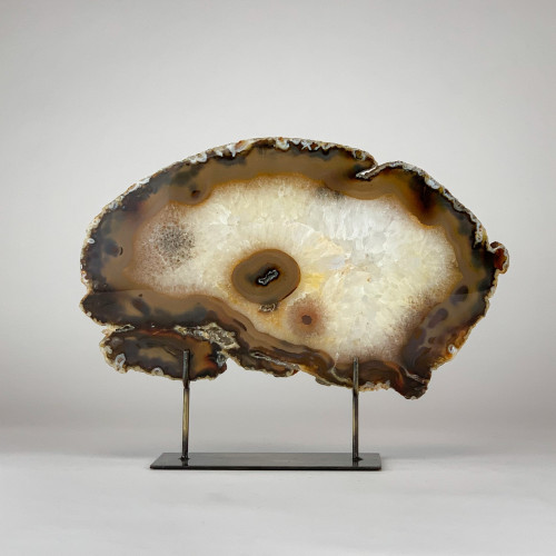 Large Brown Agate on Antique Brass Stand