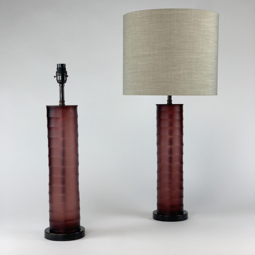 Pair Of tea rolo lamps On Brown Bronze Bases