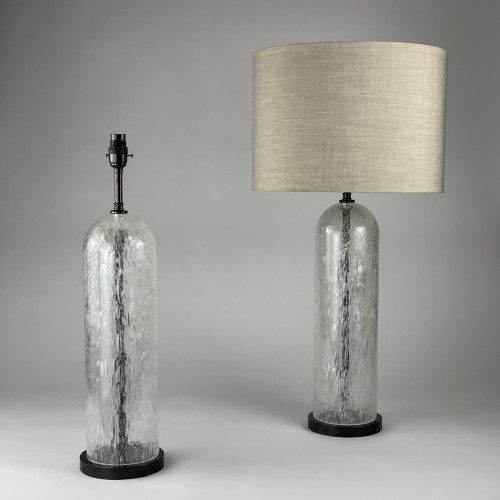 Pair Of Clear Glass Bubble Lamps On Antique brass Bases