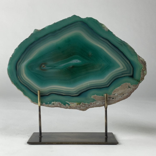 Medium Teal Agate On Antique Brass Bases