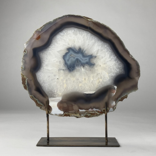 Large Grey Agate On Antique Brass Bases