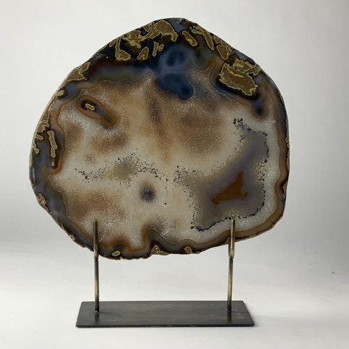 Extra Large Brown Agate On Antique Brass Bases