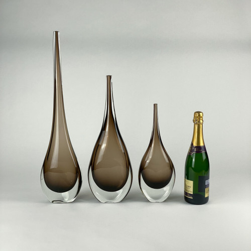 Set Of Lenny Vases In Brown Glass