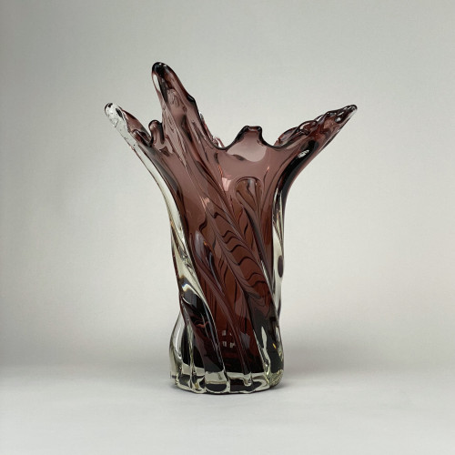 Large Tea Coloured Glass Splash Vase