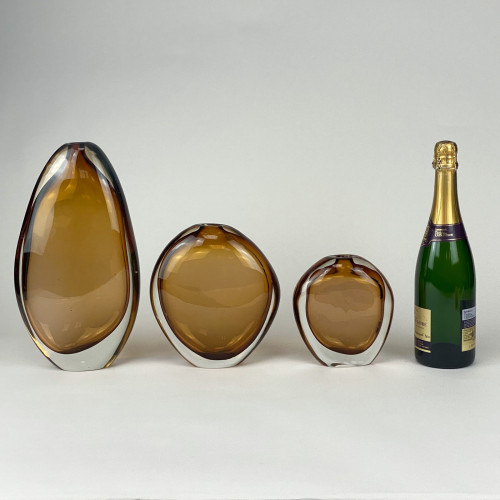Set Of Three amber 'Hollie' Vases