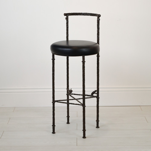 Giacometti Style Wrought Iron 'Bar' Chair In Brown Bronze Finish