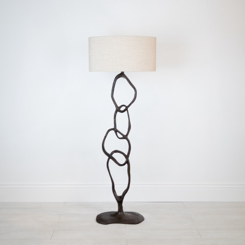 Cast Metal 'Link' Floor Lamp In Brown Bronze Painted Finish With Special Order Shade (T7563)