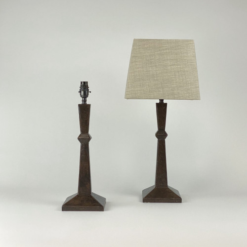 Pair Of Small Textured Steel Mid Century Style Lamps