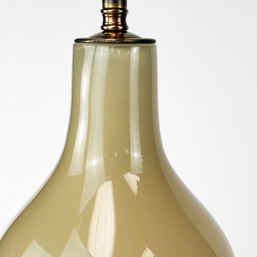 Pair Of Medium 'Standard' Beige Caramel Glass Lamps On Brown Bronze Bases