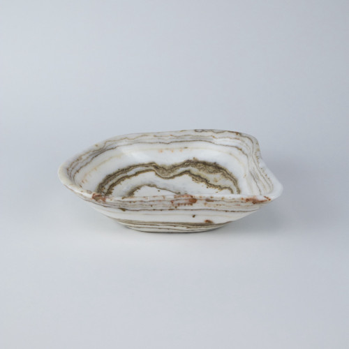 Large White Coloured Onyx Bowl (T7695)