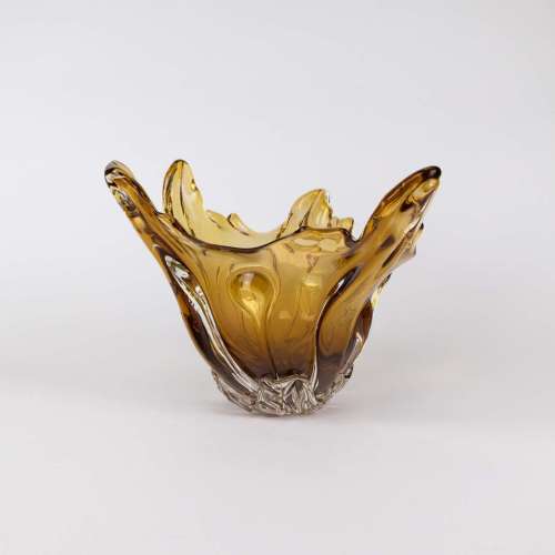 Closed Splash Bowl In Amber Coloured Glass (T7734)