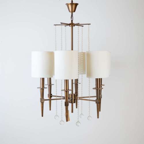 6 Arm Mid Century Chandelier in Bronze Finish (T7758)