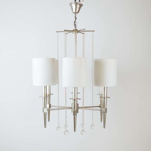 6 Arm Mid Century Chandelier in Silver Finish (T7759)