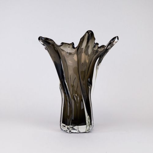 Large Brown Coloured Glass Splash Vase (T7874)