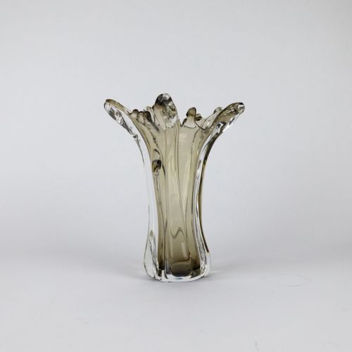 Small Brown Coloured Glass Splash Vase (T7875)