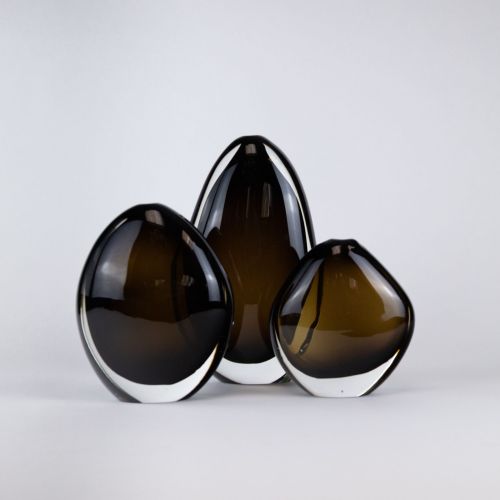 Set of Three Brown Coloured Hollie Vases (T7941)