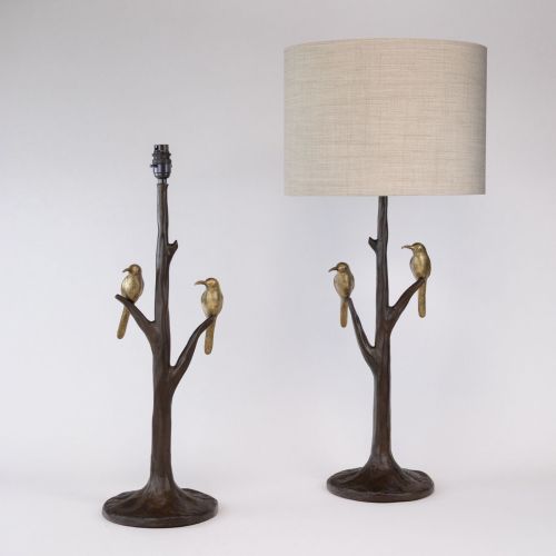 Pair of Brown Painted 'Bird' Lamps With Gold Highlights (T8001)