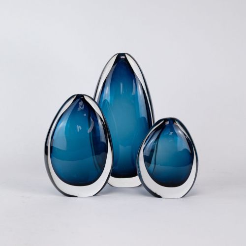 Set of Three Blue Coloured Hollie Vases (T8016)