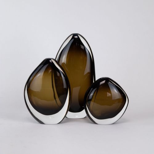 Set of Three Brown Coloured Hollie Vases (T8018)