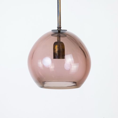 Small Pink Glass Pendant Hanging Light With Antique Brass Metal Finish (T8032)
