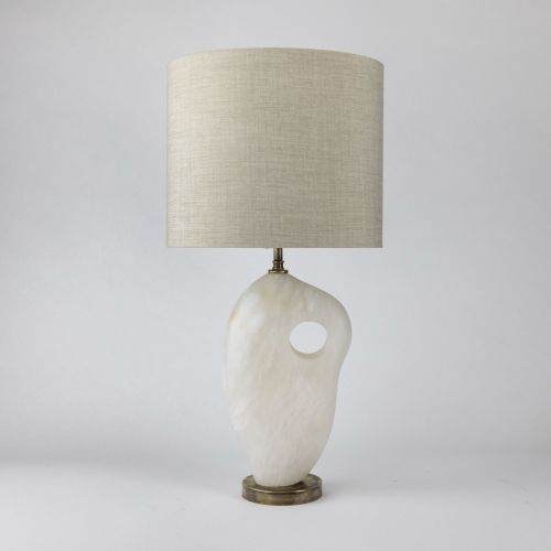 Single Small White Alabaster 'Hepworth' Lamp On Antique Brass Base (T8040)