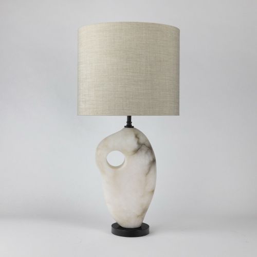Single Small White Alabaster 'Hepworth' Lamp On Brown Bronze Base (T8041)