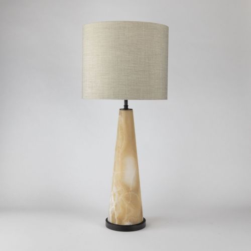 Single Medium Tan Coloured Onyx Cone Lamp On Brown Bronze Base (T8043)