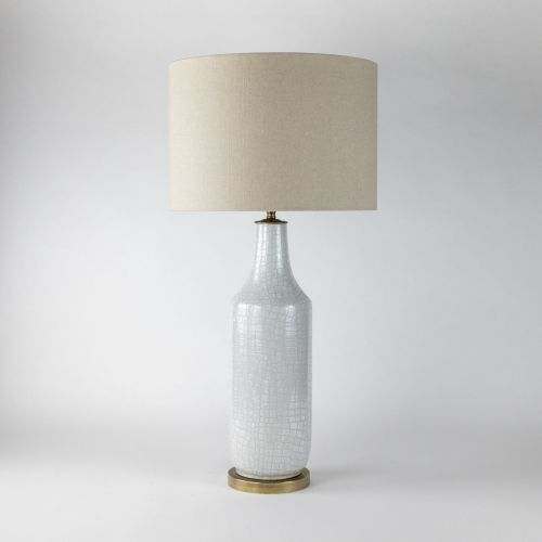 Single Large Ceramic White Crocodile Lamps On Antique Brass Bases (T8094)