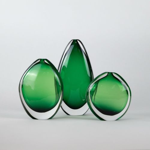Set of Three Green Coloured Hollie Vases (T8216)
