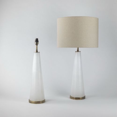 Pair of Medium Alabaster 'Cone' Lamps on Antique Brass Bases (T8227)