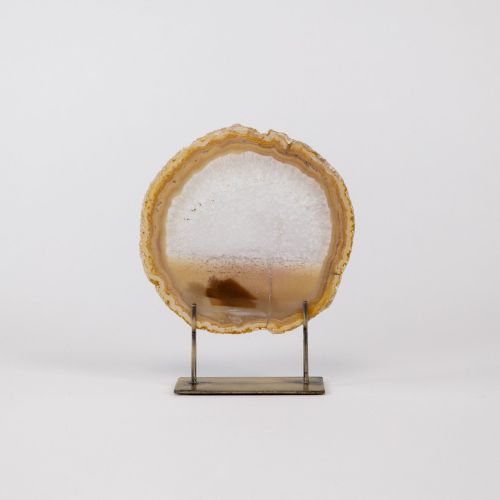 Small Brown Agate On Antique Brass Stand (T8301)