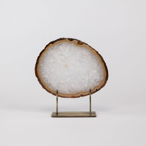 Small Brown Agate On Antique Brass Stand (T8302)