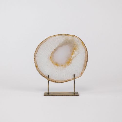 Small Brown Agate On Antique Brass Stand (T8303)