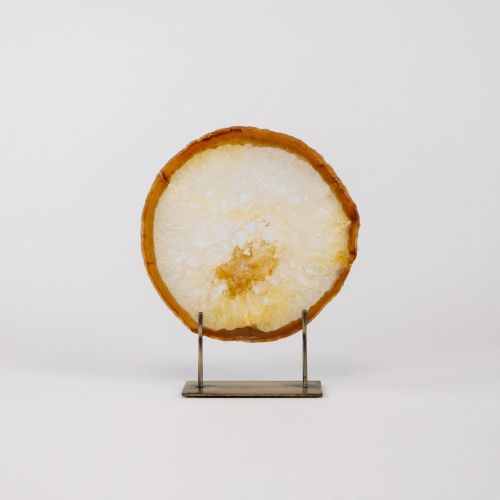 Small Brown Agate On Antique Brass Stand (T8304)