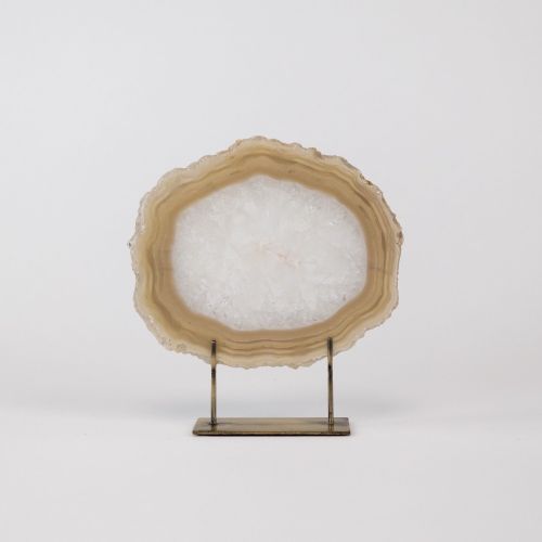 Small Brown Agate On Antique Brass Stand (T8305)